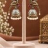 Two Tone Peacock Jhumka Earring with elegant peacock design and premium brass finish