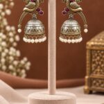 Two Tone Peacock Jhumka Earring for Elegant Traditional Looks - "Red"