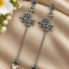Spiritual Silver Trishul Earring with traditional Shiva inspired design and silver polish