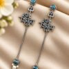 Spiritual Silver Trishul Earring with traditional Shiva inspired design and silver polish