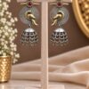 Two Tone Bird Jhumka Earring with elegant bird motif and premium brass finish