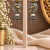 Two Tone Bird Jhumka Earring with elegant bird motif and premium brass finish