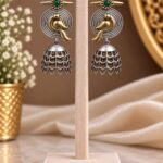 Gorgeous Two Tone Bird Jhumka Earring for Traditional and Festive Looks - "Green"