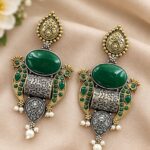 Unique Two Tone Peacock Earring for Dazzling Traditional Fashion - "Green"