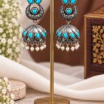 Designer Leaf Jhumka Earring for Traditional and Festive Looks - "Aqua"