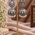 Designer Leaf Jhumka Earring for Traditional and Festive Looks - "White"