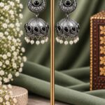 Designer Leaf Jhumka Earring for Traditional and Festive Looks - "Black"