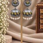 Designer Leaf Jhumka Earring for Traditional and Festive Looks - "Yellow"