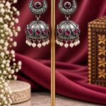 Designer Leaf Jhumka Earring for Traditional and Festive Looks - "Red"