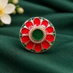 Designer Round Meenakari Ring – Traditional Style for Every Occasion - "Red"