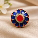 Designer Round Meenakari Ring – Traditional Style for Every Occasion - Blue