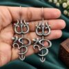 Oxidized Trishul Om Earring traditional spiritual jewelry for women