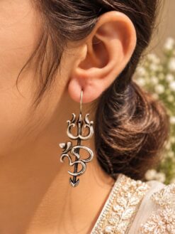 Oxidized Trishul Om Earring traditional spiritual jewelry for women