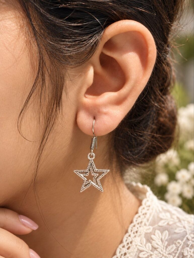 German Silver Star Hook Earring – Elegant Jewelry for Every Occasion
