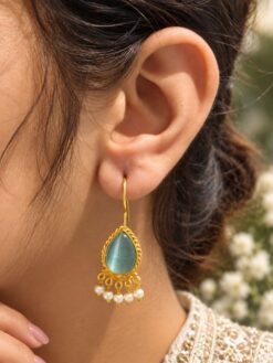 Gold Plated Drop Hook Earring elegant brass jewelry premium gold finish