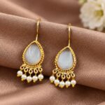 Gorgeous Gold Plated Drop Hook Earring for Elegant and Festive Style - "Grey"