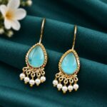 Gorgeous Gold Plated Drop Hook Earring for Elegant and Festive Style - "Aqua"