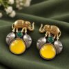 Two Tone Elephant Stud Earring elegant ethnic brass jewelry design