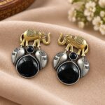 Two Tone Elephant Stud Earring – Ethnic Design for Elegant Everyday Style - "Black"