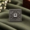 Oxidized Square Ring with geometric antique brass jewelry design