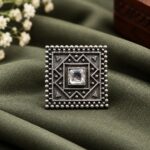Oxidized Square Ring – Geometric Design for Elegant Fashion - "White"