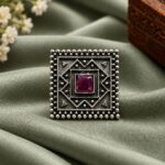 Oxidized Square Ring – Geometric Design for Elegant Fashion - "Pink"