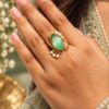 Gold Plated Stylish Ring with elegant premium brass jewelry design