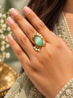 Gold Plated Stylish Ring with elegant premium brass jewelry design