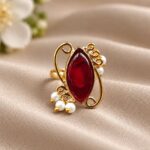 Gold Plated Stylish Ring – Premium Design for Elegant Everyday Fashion - "Red"
