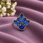 Oxidized Silver Flower Ring – Stunning Design for Ethnic Look - Blue