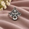Oxidized Silver Flower Ring with elegant floral brass jewelry design