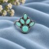 Oxidized Silver Flower Ring with elegant floral brass jewelry design