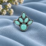 Oxidized Silver Flower Ring – Stunning Design for Ethnic Look - "MInt"