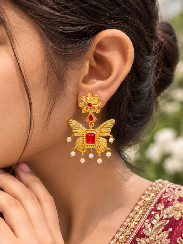 Gold Plated Butterfly Stud Earring – Gorgeous Elegant Design for Fashionable Look