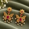 Gold Plated Butterfly Stud Earring with elegant brass jewelry design