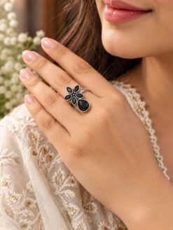 Adjustable Flower Ring floral brass jewelry for women