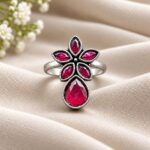 Adjustable Flower Ring for Elegant Everyday and Party Styling - "Red"
