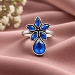 Adjustable Flower Ring for Elegant Everyday and Party Styling - Blue