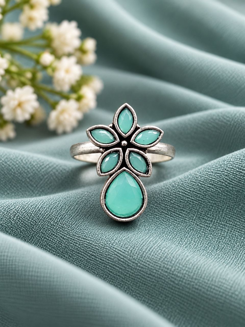 Adjustable Flower Ring for Elegant Everyday and Party Styling 7 Adjustable Flower Ring floral brass jewelry for women