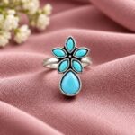 Adjustable Flower Ring for Elegant Everyday and Party Styling - "Aqua"