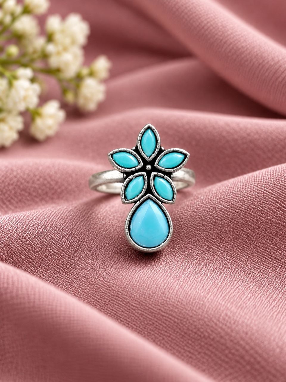 Adjustable Flower Ring for Elegant Everyday and Party Styling 4 Adjustable Flower Ring floral brass jewelry for women
