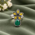 Adjustable Flower Ring for Elegant Everyday and Party Styling - "Yellow-Green"