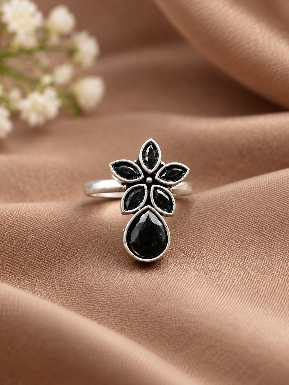 Adjustable Flower Ring for Elegant Everyday and Party Styling 2 Adjustable Flower Ring floral brass jewelry for women