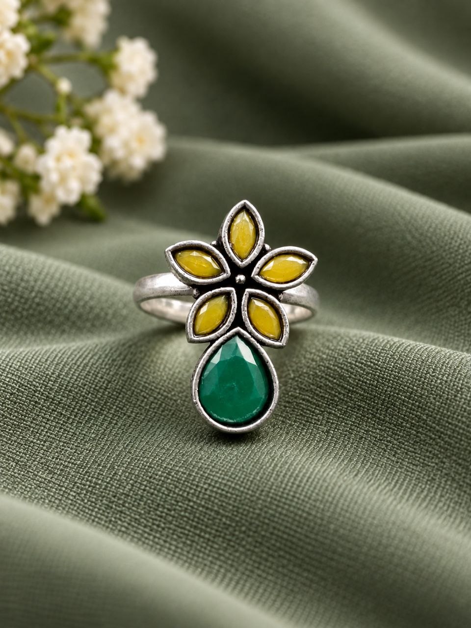 Adjustable Flower Ring for Elegant Everyday and Party Styling 3 Adjustable Flower Ring floral brass jewelry for women