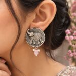 Oxidized Elephant Stud Earring for Elegant Ethnic and Special Occasion
