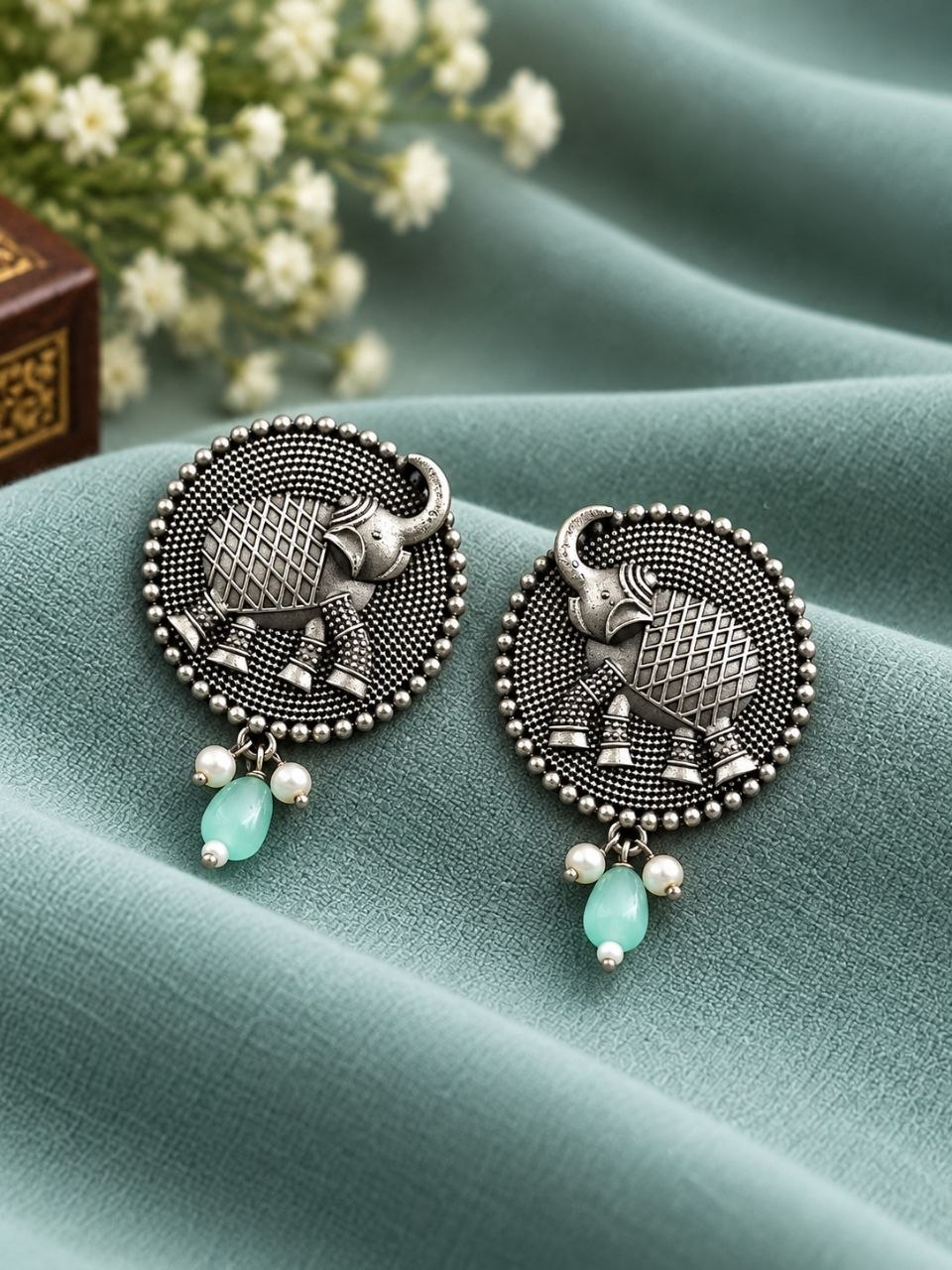 Oxidized Elephant Stud Earring for Elegant Ethnic and Special Occasion 6 Oxidized Elephant Stud Earring traditional brass elephant jewelry for women