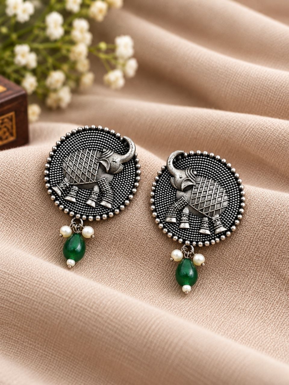 Oxidized Elephant Stud Earring for Elegant Ethnic and Special Occasion 3 Oxidized Elephant Stud Earring traditional brass elephant jewelry for women