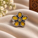 Gorgeous Beautiful Silver Flower Ring for Elegant and Minimalist Jewelry - "Yellow"