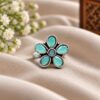 Beautiful Silver Flower Ring floral brass jewelry for women
