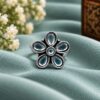 Beautiful Silver Flower Ring floral brass jewelry for women